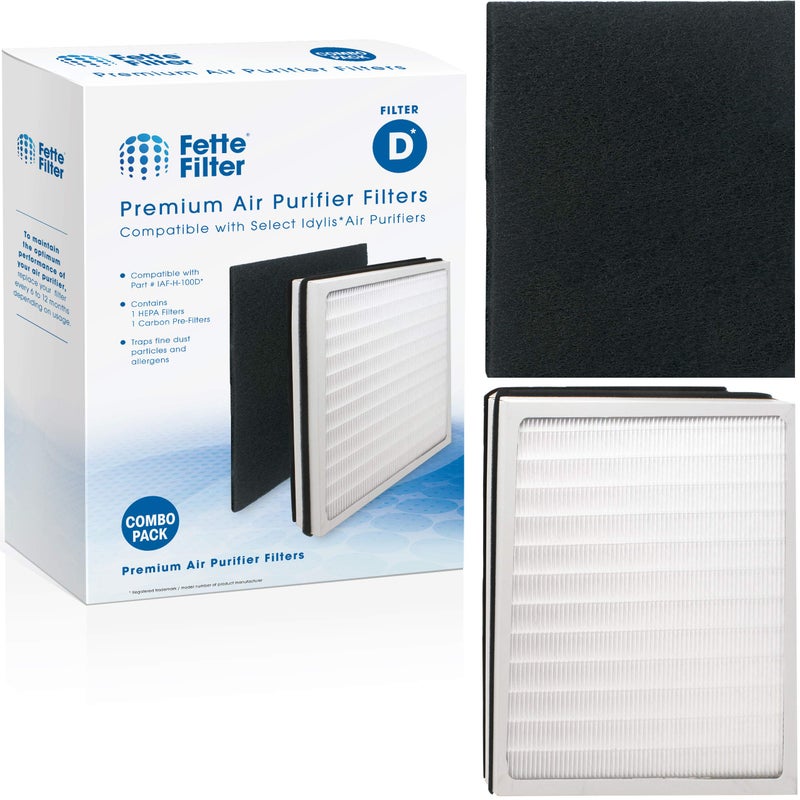 Fette Filter - 2 HEPA Filter & 2Carbon Filter Compatible with Idylis Air Purifiers Type D. For Models IAF-H-100D, AC-2118 AC-2123, IAP-10-280, 1AP10280. - Image 1